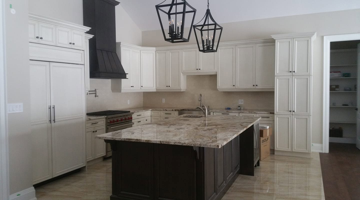 Cream and Espresso Island Kitchen — custom kitchens in Orillia, Ontario