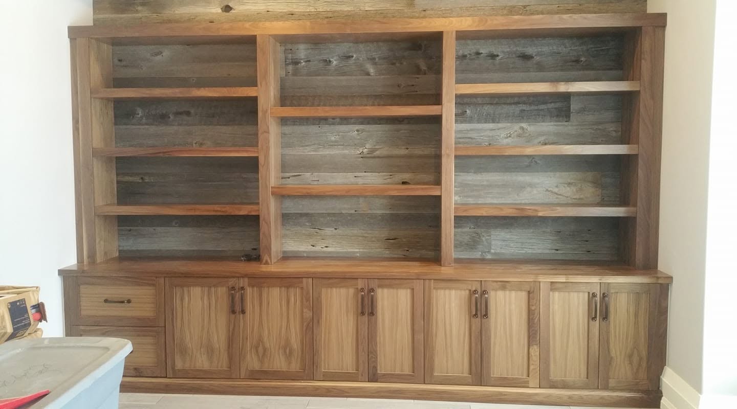 Walnut and Barnboard Wall Unit — wall units in Severn, Ontario